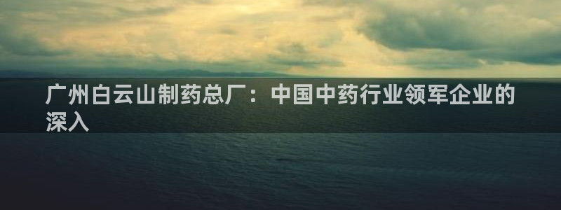 9游会老哥俱乐部：广州白云山制药总厂：中国中药行业领军企业的
深入