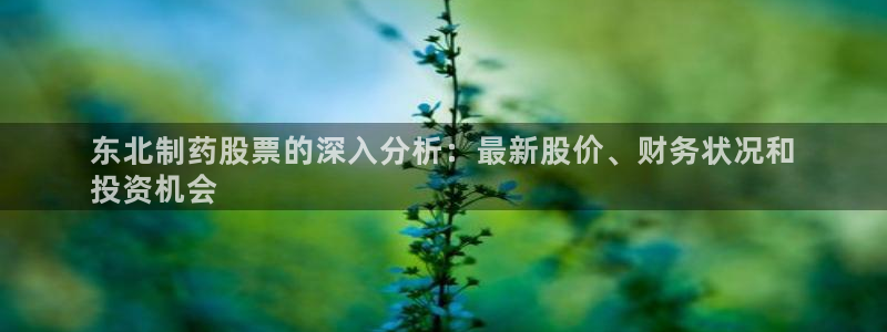 九游会老哥俱乐部必备的交流社区：东北制药股票的深入分析：最新股价、财务状况和
投资机会