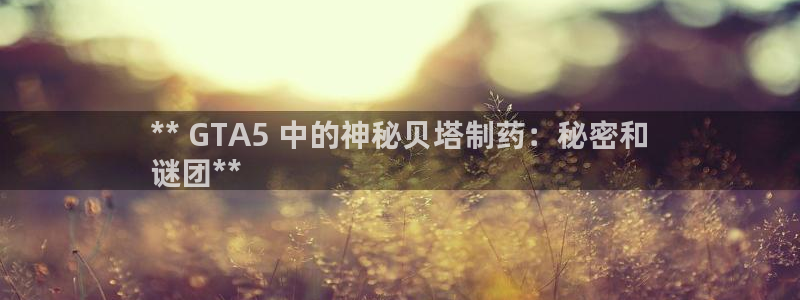 usdt九游会老哥俱乐部：** GTA5 中的神秘贝塔制药：秘密和
谜团**